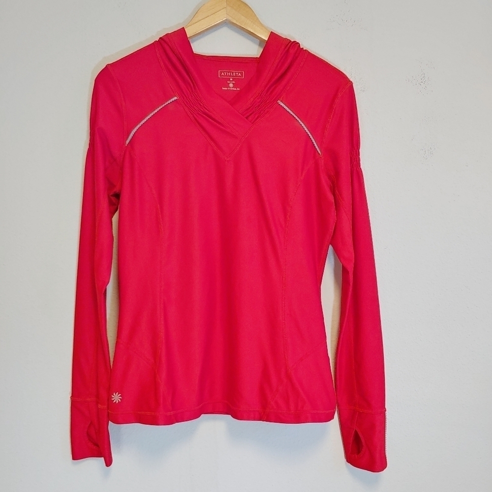 Athleta Hooded Long Sleeve Reflective Detail Top Sz M Athletic Athleisure